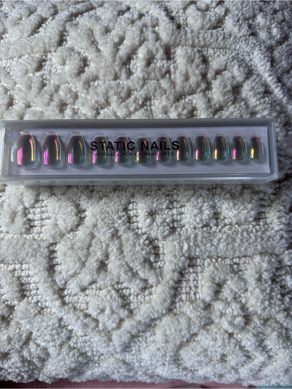 Static Nails Reusable Chrome Press-On Set - Iridescent Pink/Green